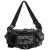 A Piscifun® Fanny Pack Tackle Bag, featuring a camouflage design and adjustable strap. Ideal for fishing, hiking, and outdoor activities.