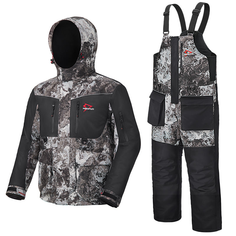 Ice Fishing Suit, Ice Fishing Bib and Jacket, Jacket / Black Gray / 3XL