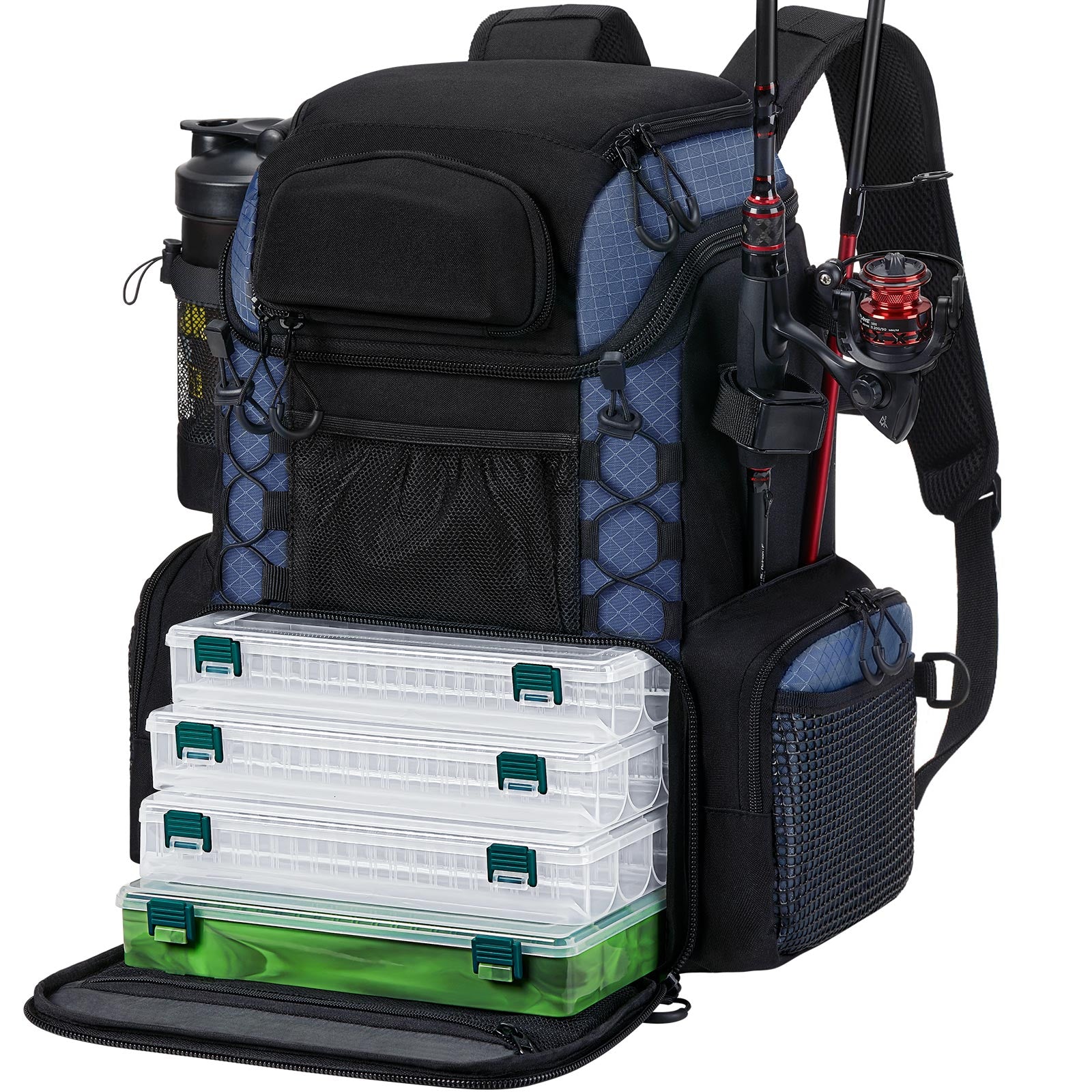 PUDEKO Waterproof Fishing Tackle Backpack,Outdoor Large Shoulder