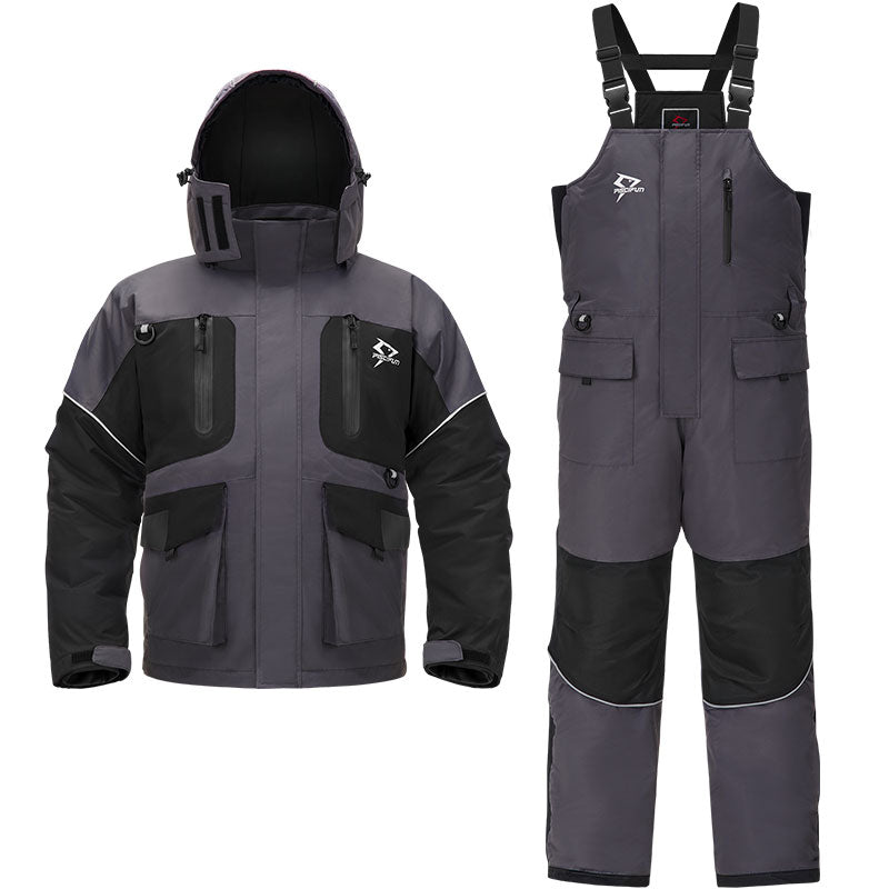 PISCIFUN Men's Ice Fishing Jacket - Gray - Size: XL - ICX Fishing Series  (Open - 