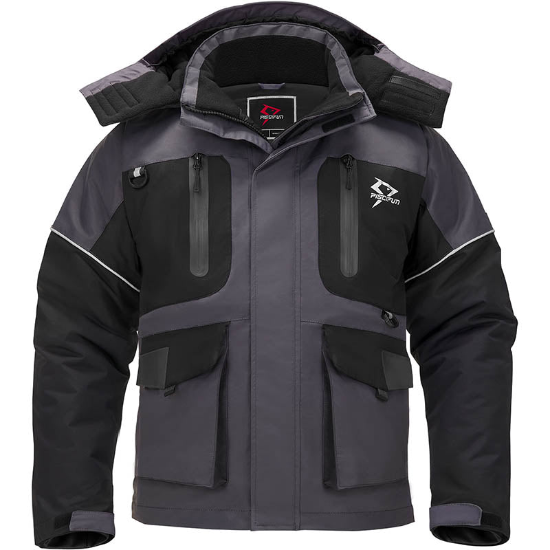 Ice Fishing Suits | Insulated Jacket & Bibs | Jacket / Black Gray / XL |  Piscifun