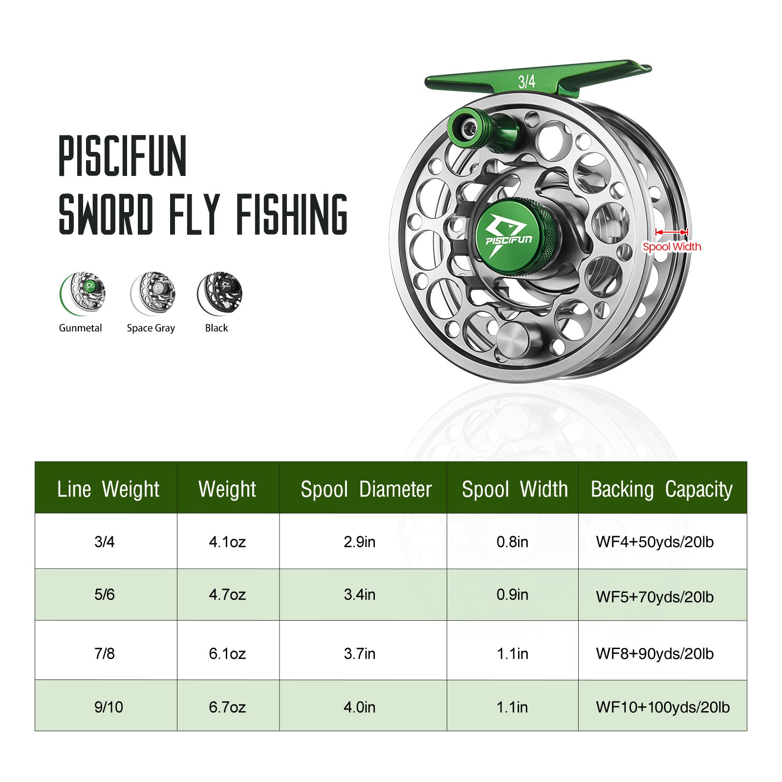Piscifun Sword Fly Reel with CNC-machined Aluminium Material  3/4/5/6/7/8/9/10 WT Right Left Handed Fly Fishing Reel Gunmetal - AliExpress