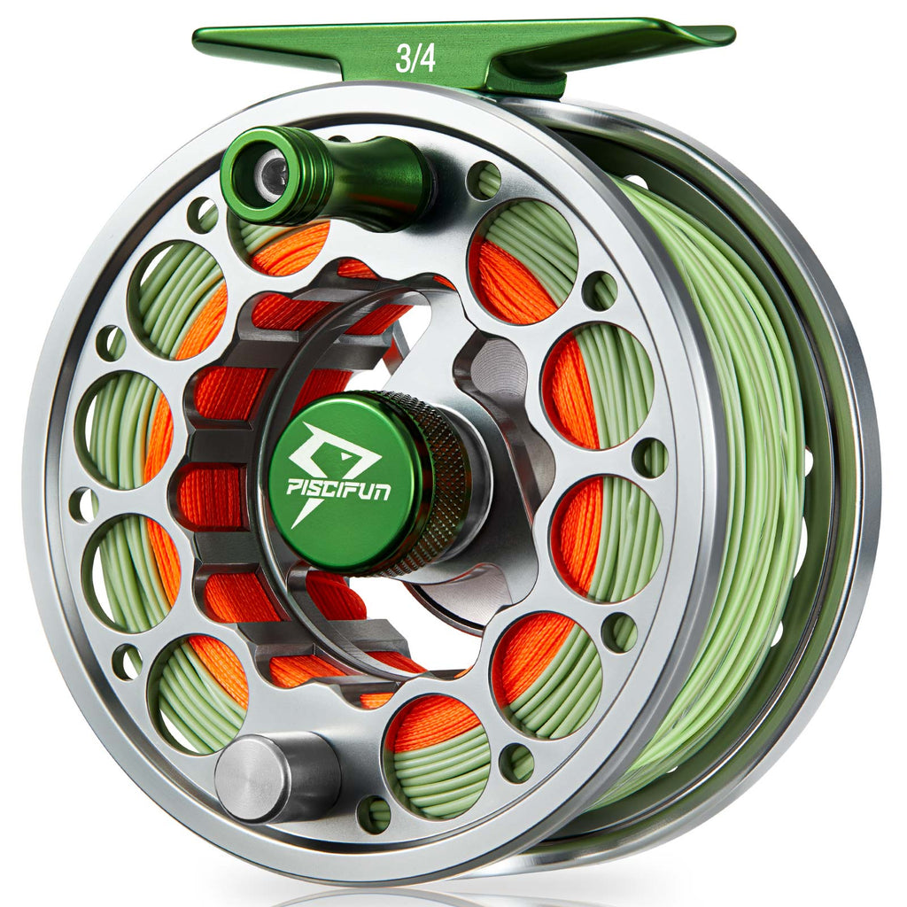 Piscifun AOKA XS Fly Fishing Reel Sealed Double Click Carbon Fiber Drag  System CNC Machined Alloy Body 3 4 5 6 7 8 WT (Red)