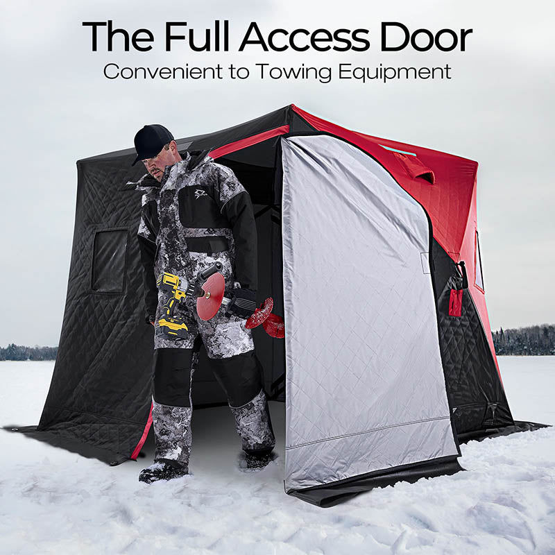 Ready to Ship 4 Person Ice Fishing Tent, Insulated Waterproof