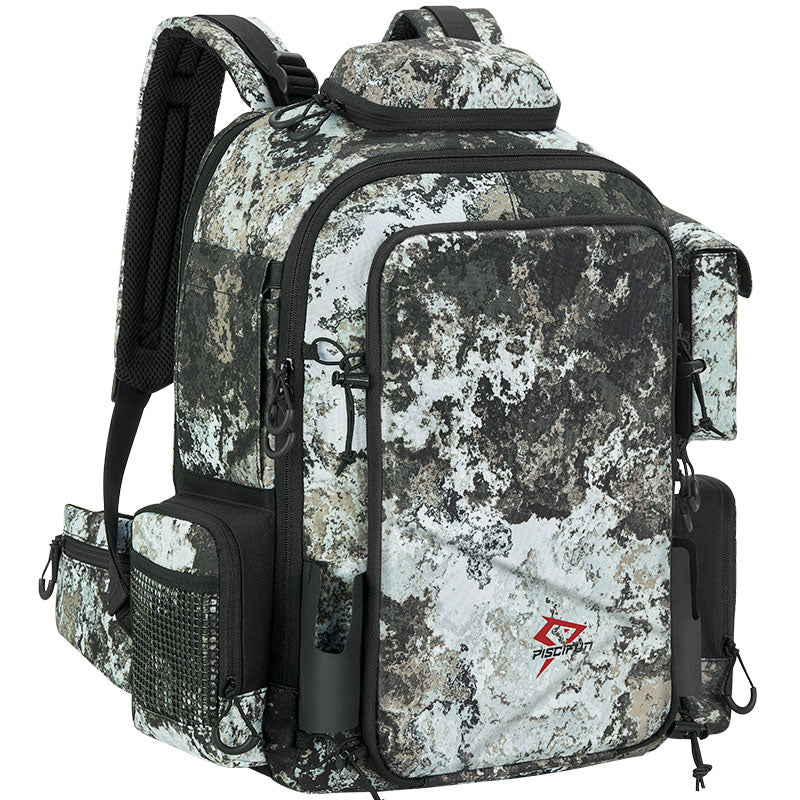 Piscifun Fishing Tackle Backpack Large Fishing Storage Bag With 4 Boxe, Digital Camouflage