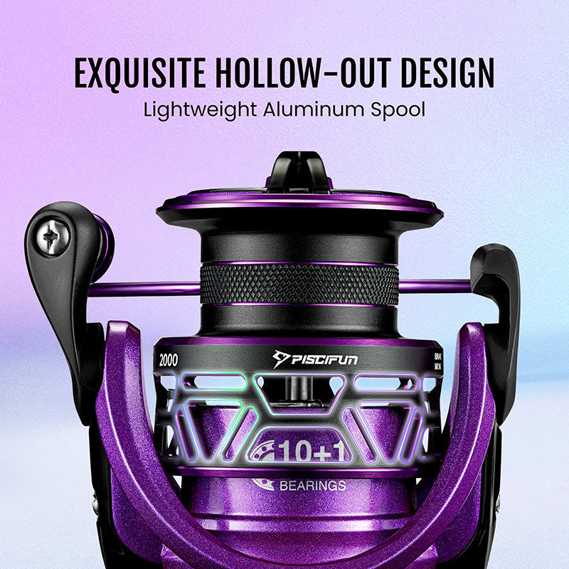  Fishing Reel Spinning ABS Frame, 5.2:1 Gear Ratio, 8 BB with  Metal Handle Saltwater Spinning Reel (Color : Purple, Size : 6000) :  Everything Else