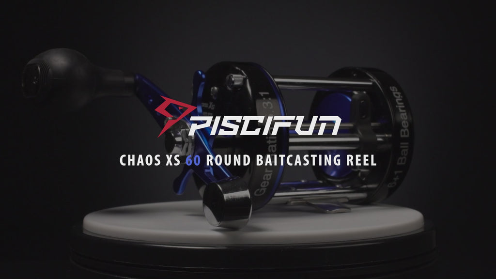 Chaos XS Round Saltwater Baitcasting Reel, 4000 / RIGHT HAND / Blue