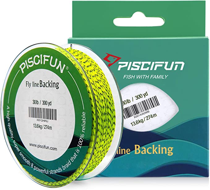 Piscifun Braided Fly Line Backing with Orange White Fluorescent