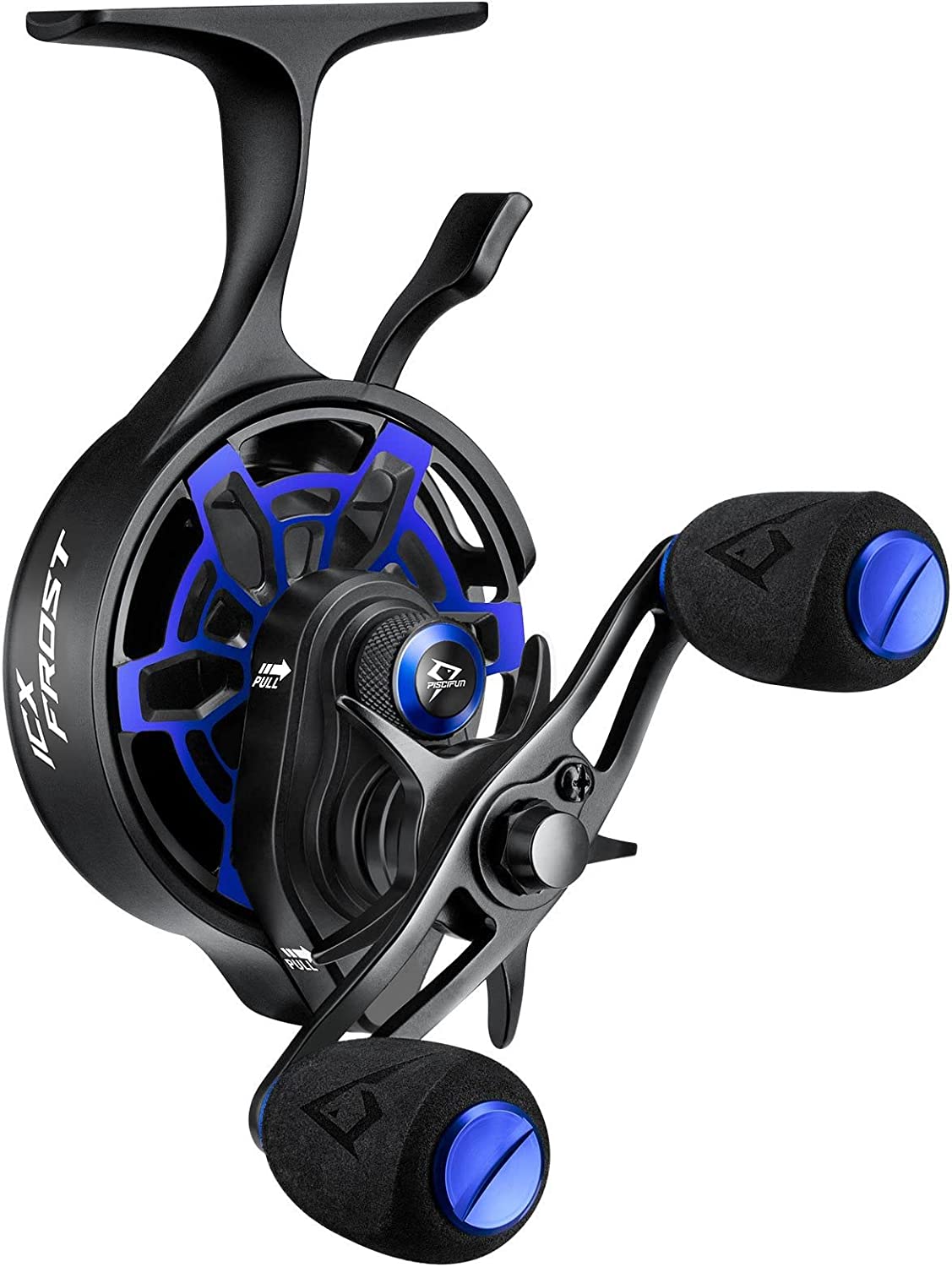 PISCIFUN ICX FROST ICE FISHING REEL, MAGNETIC DROP SYSTEM,LARGE