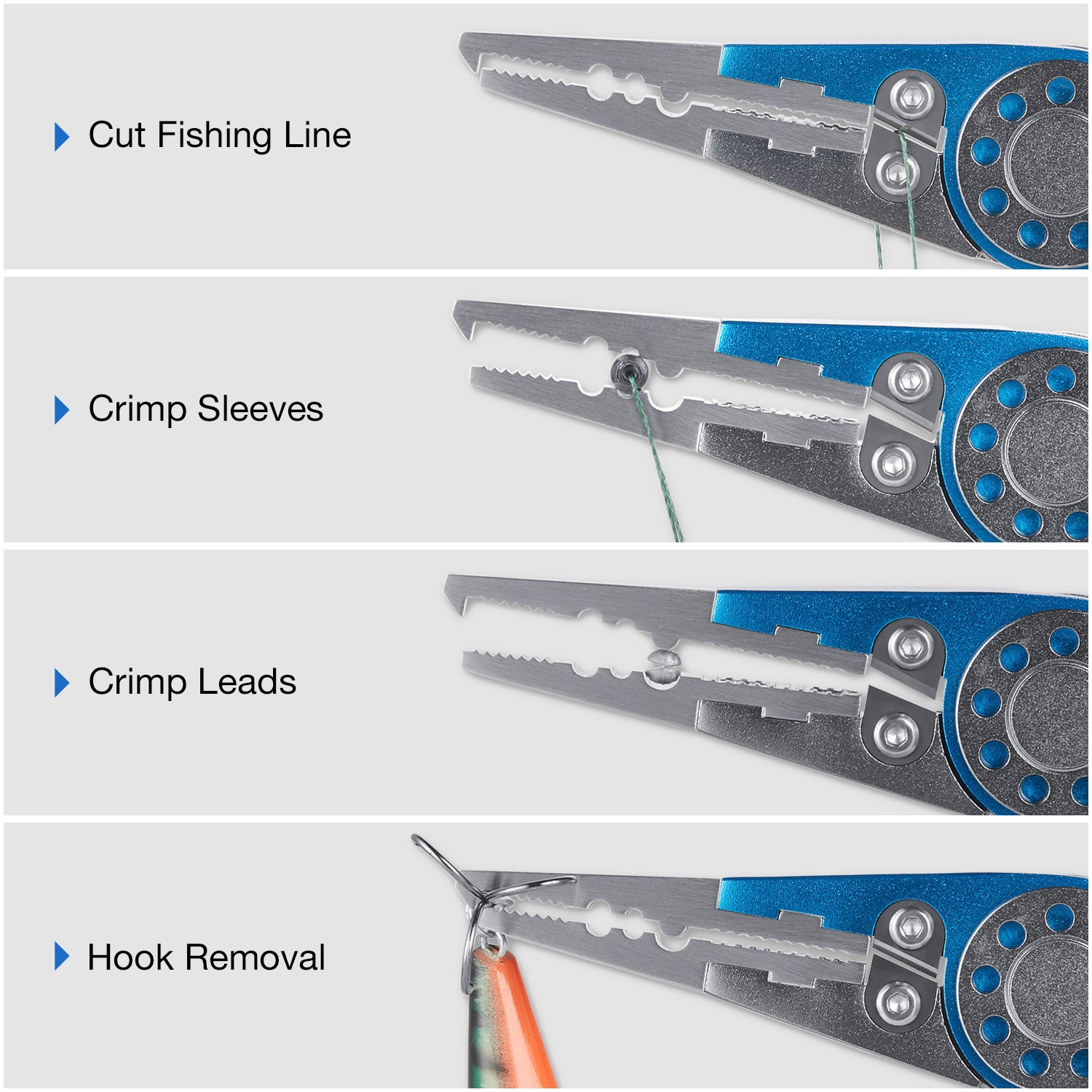 Piscifun® AXP Aluminum Fishing Pliers Lightweight Hook Remover Pliers Split  Ring Nose